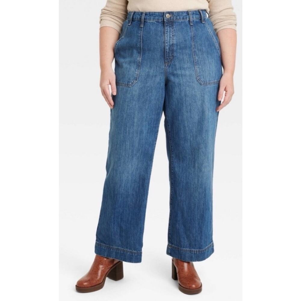 Universal Thread High Rise Wide leg Utility blue cotton nonstretch jeans,size 22